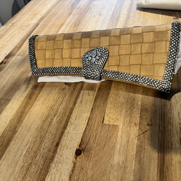 BCBG Gold and Black Clutch - Picture 1 of 4